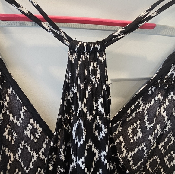 Banana Republic Black White Ikat Maxi Dress XS Summer Sleeveless Racerback - Picture 5 of 10